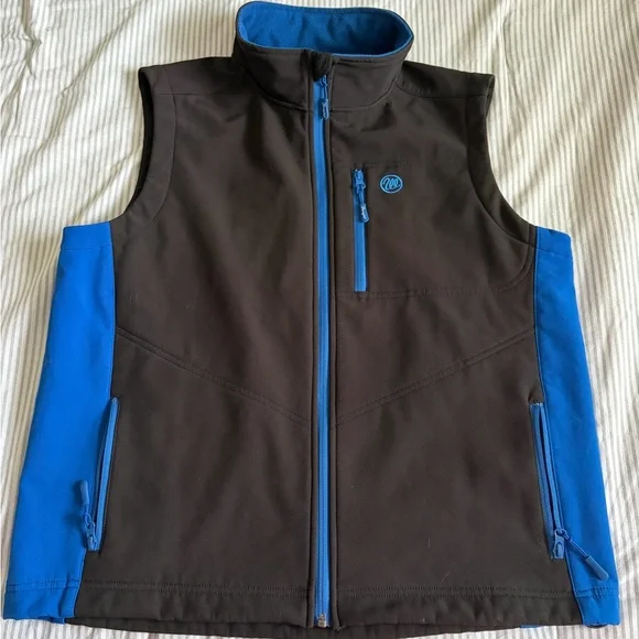 Wrangler Water Repellent Trail Vest Mens Size Large Blue/Black Full Zip MJK018X - Picture 1 of 8